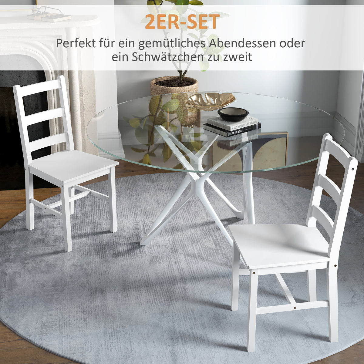 Esszimmerstuhl-Set aus Kiefernholz mit Lamellenrücken