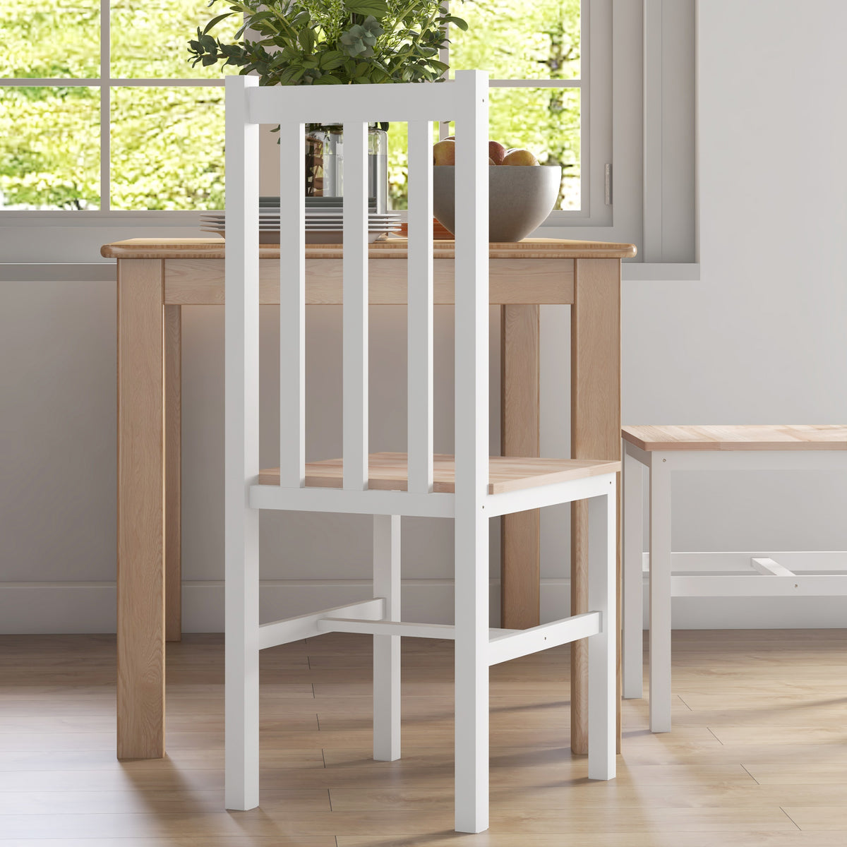 Esszimmerstuhl-Set aus Kiefernholz mit Lamellenrücken