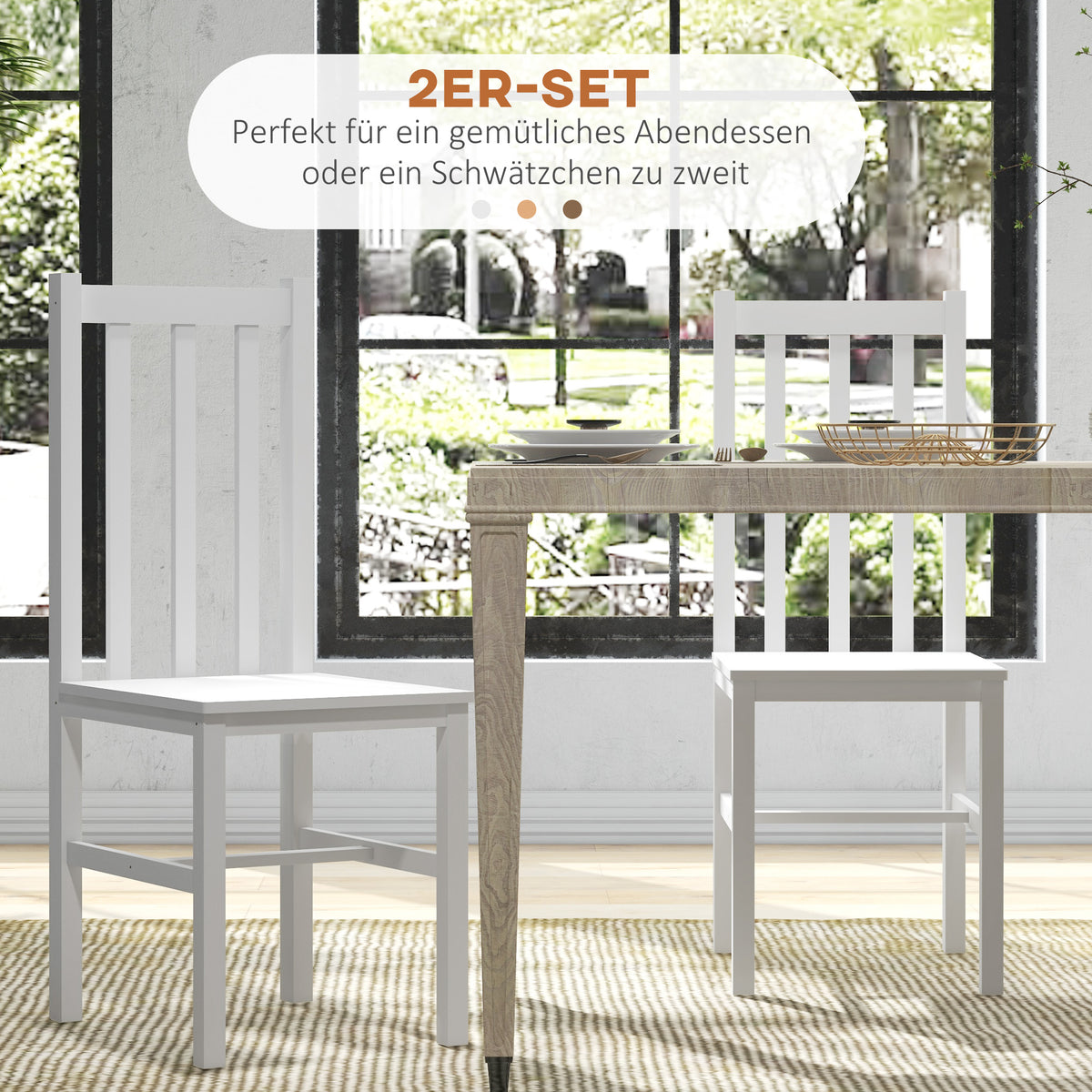 Esszimmerstuhl-Set aus Kiefernholz mit Lamellenrücken
