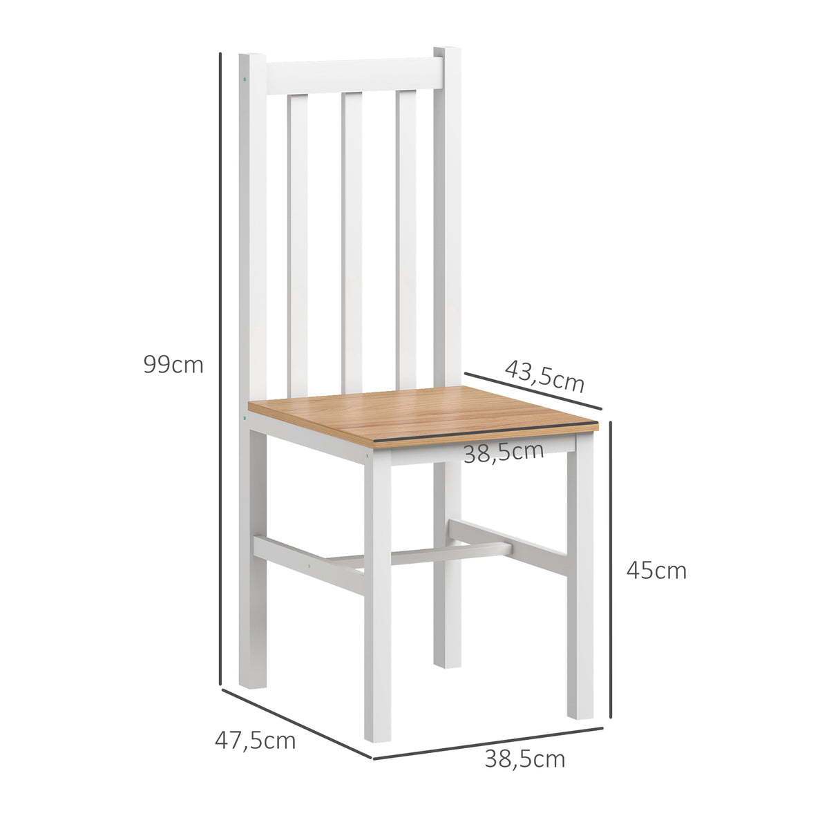 Esszimmerstuhl-Set aus Kiefernholz mit Lamellenrücken