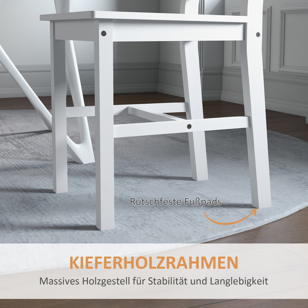 Esszimmerstuhl-Set aus Kiefernholz mit Lamellenrücken