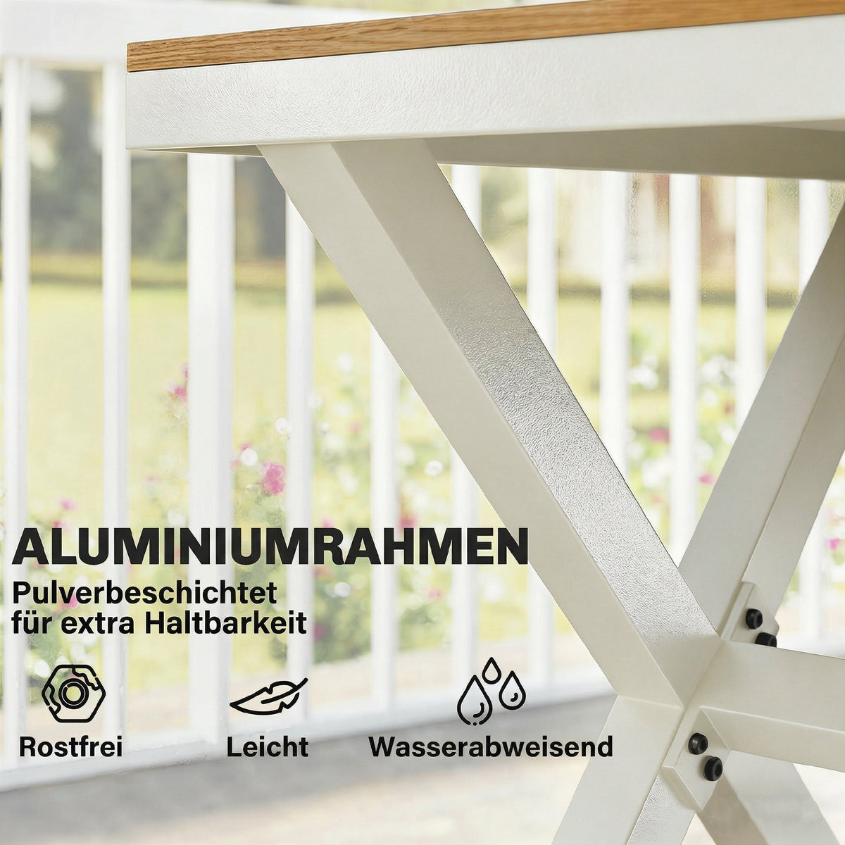 7-teiliges Gartenmöbel-Set mit 6 stapelbaren Stühlen