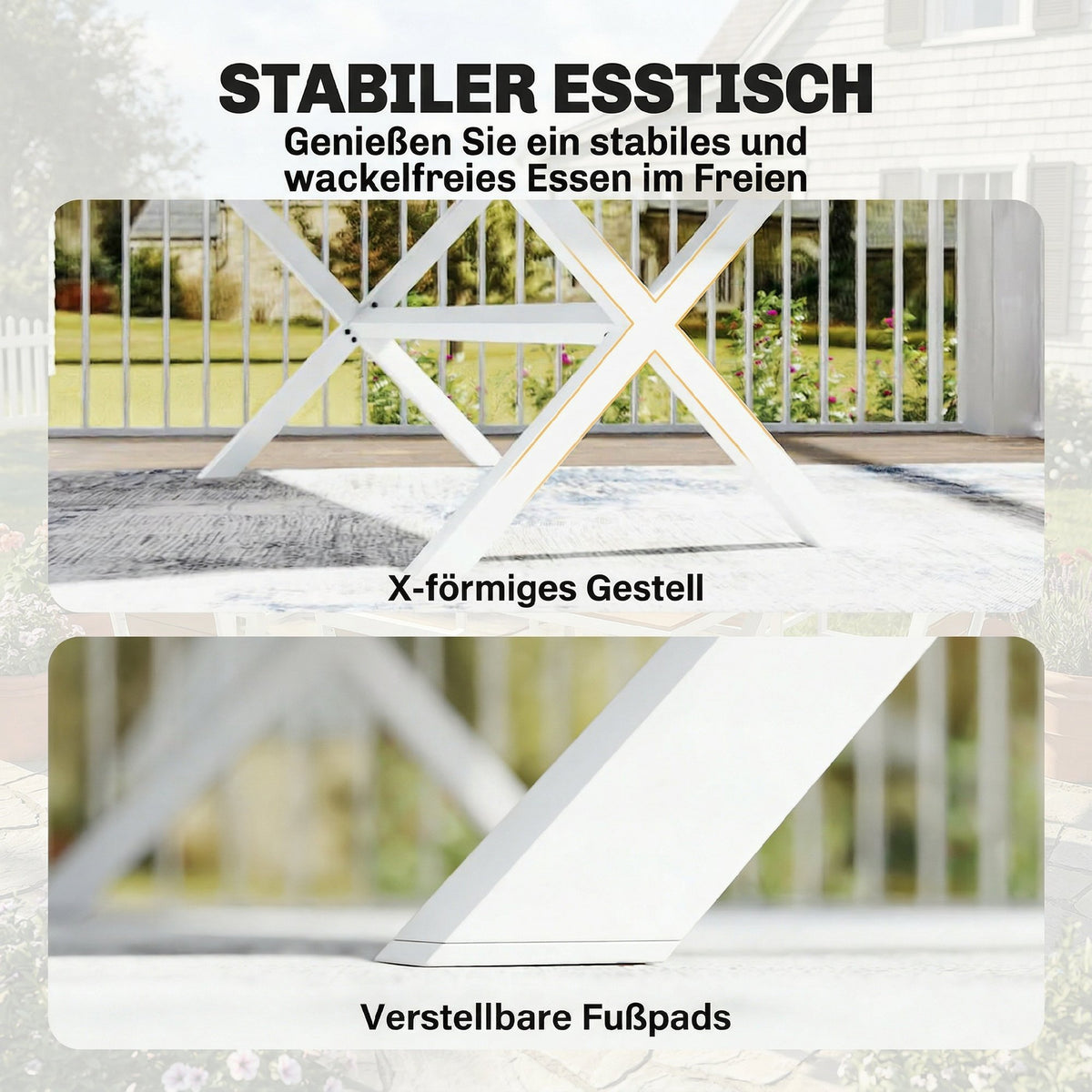 7-teiliges Gartenmöbel-Set mit 6 stapelbaren Stühlen