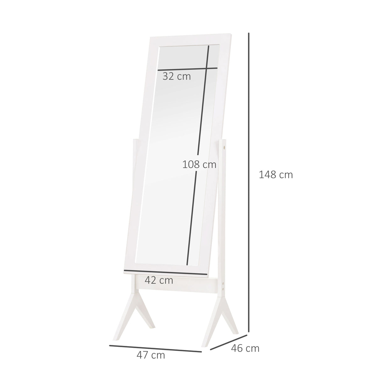Verstellbarer Standspiegel mit Ganzkörperspiegel