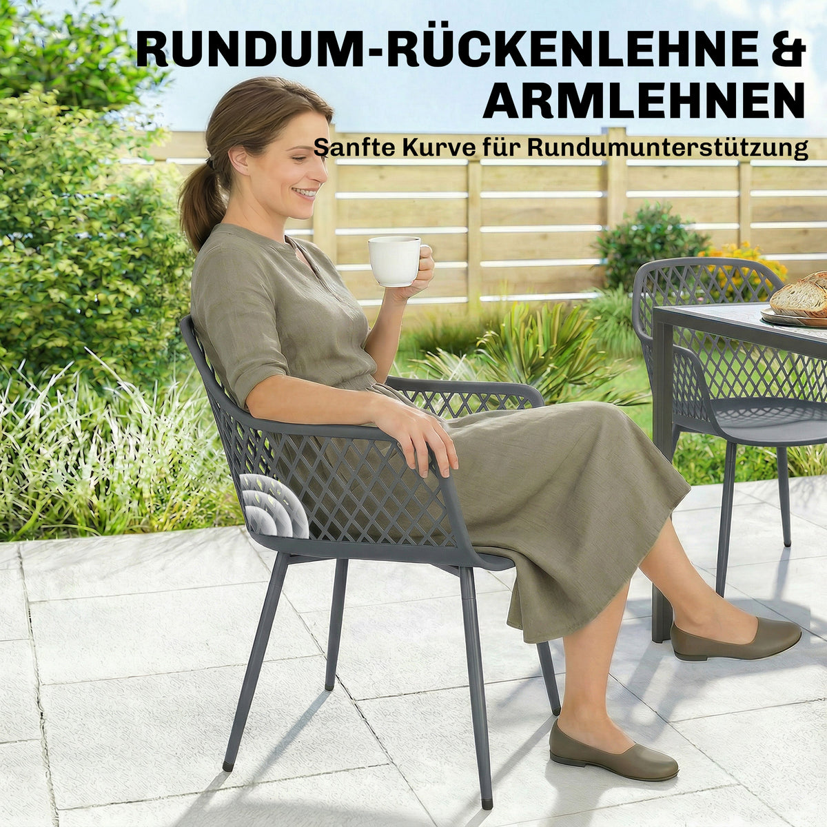 Gartenstuhl-Set aus Metall und Kunststoff, 4-teilig