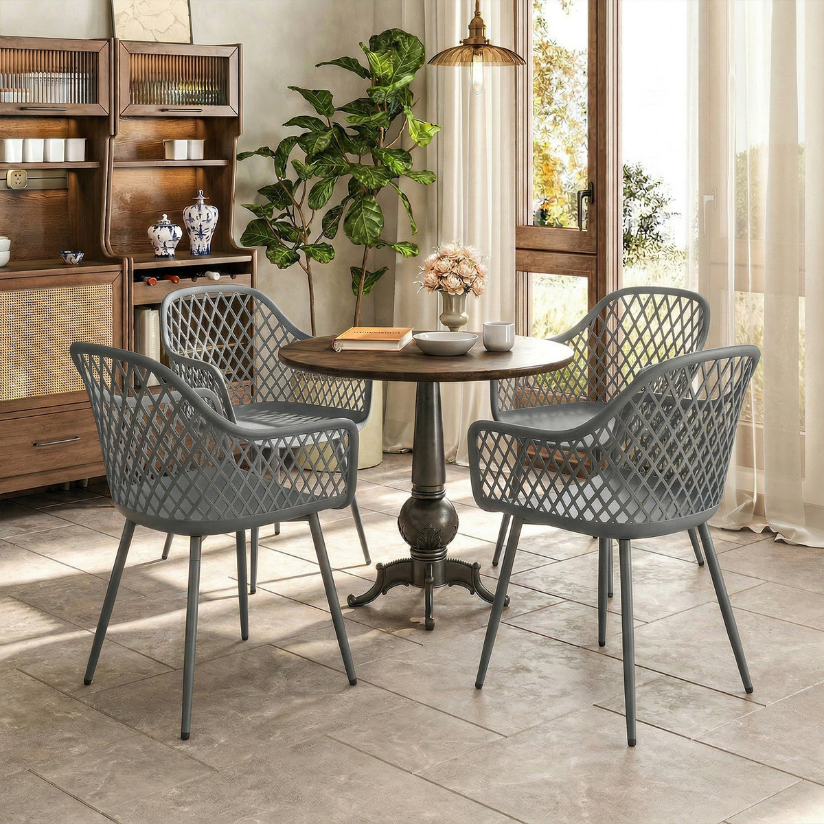 Gartenstuhl-Set aus Metall und Kunststoff, 4-teilig