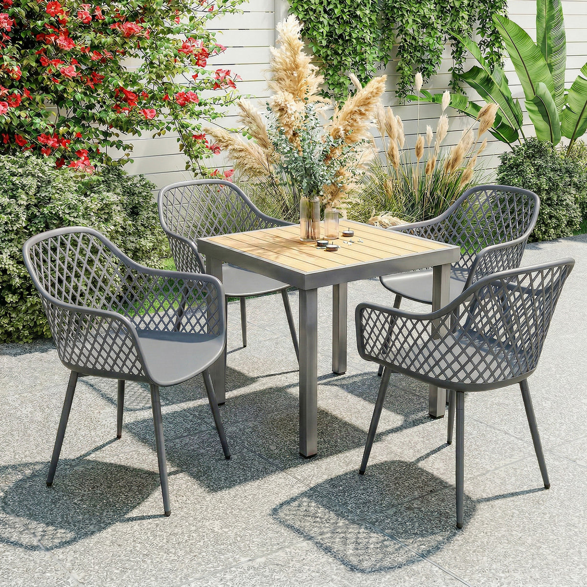 Gartenstuhl-Set aus Metall und Kunststoff, 4-teilig
