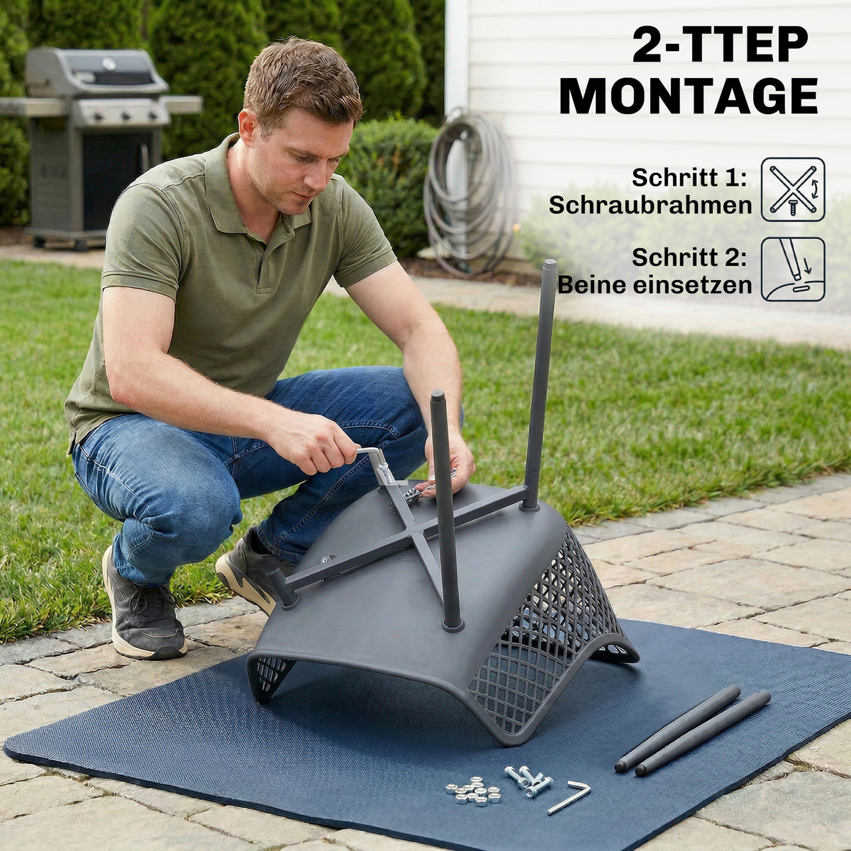 Gartenstuhl-Set aus Metall und Kunststoff, 4-teilig