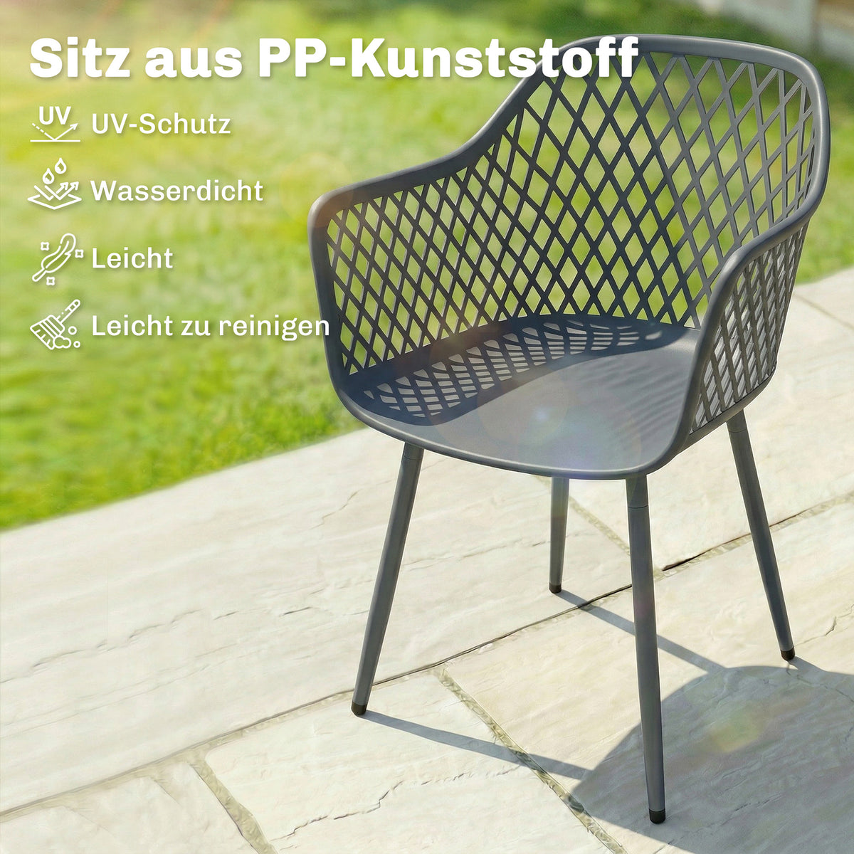 Gartenstuhl-Set aus Metall und Kunststoff, 4-teilig