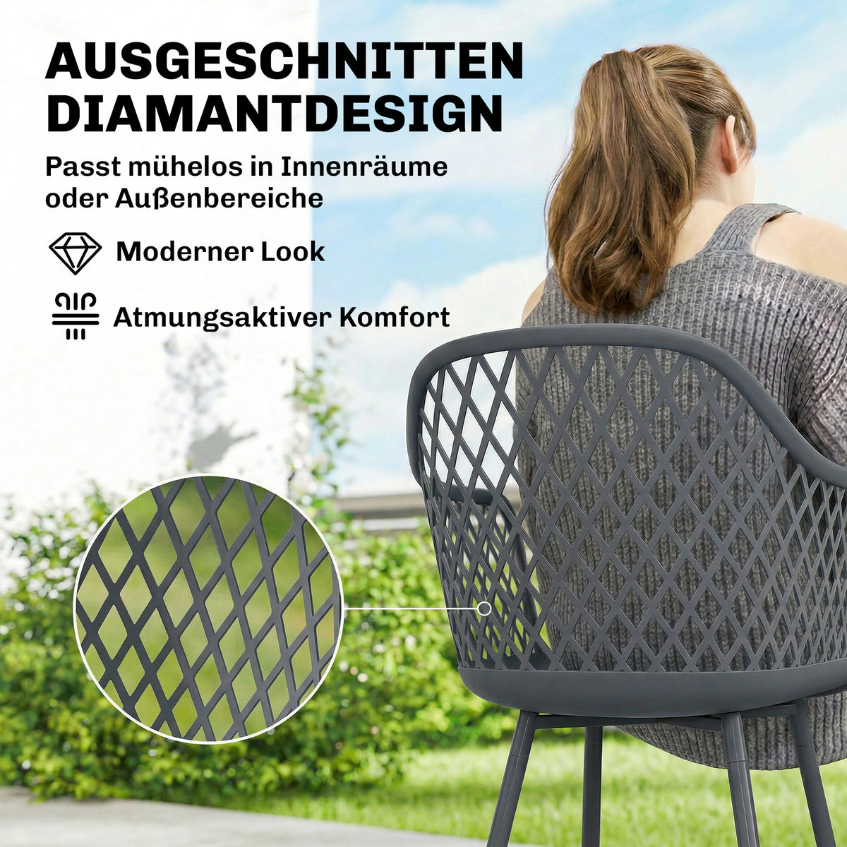 Gartenstuhl-Set aus Metall und Kunststoff, 4-teilig