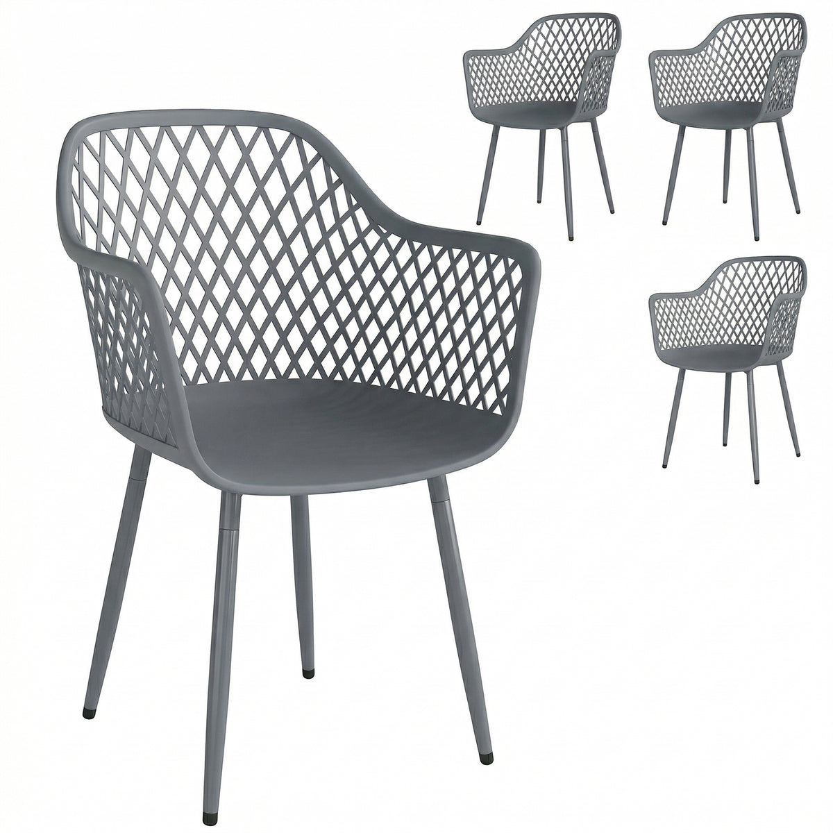 Gartenstuhl-Set aus Metall und Kunststoff, 4-teilig