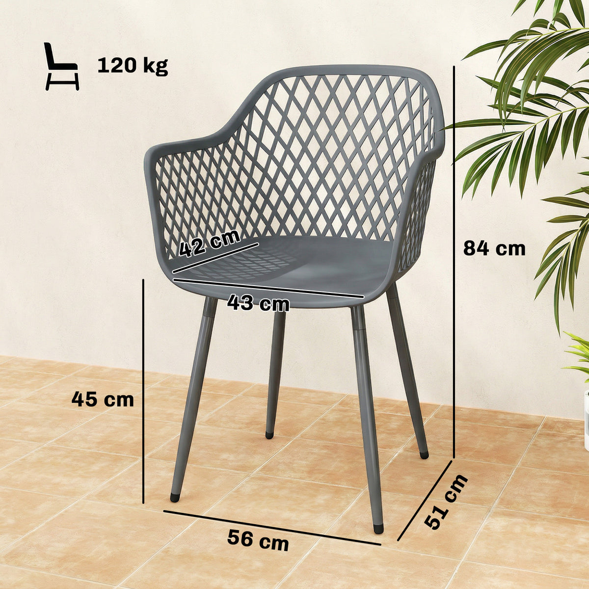 Gartenstuhl-Set aus Metall und Kunststoff, 4-teilig