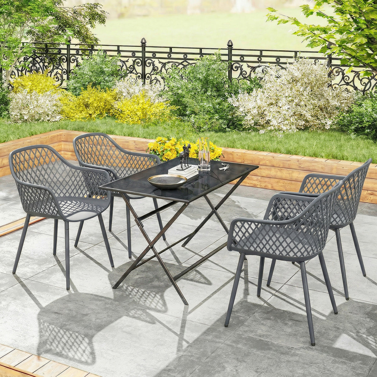 Gartenstuhl-Set aus Metall und Kunststoff, 4-teilig