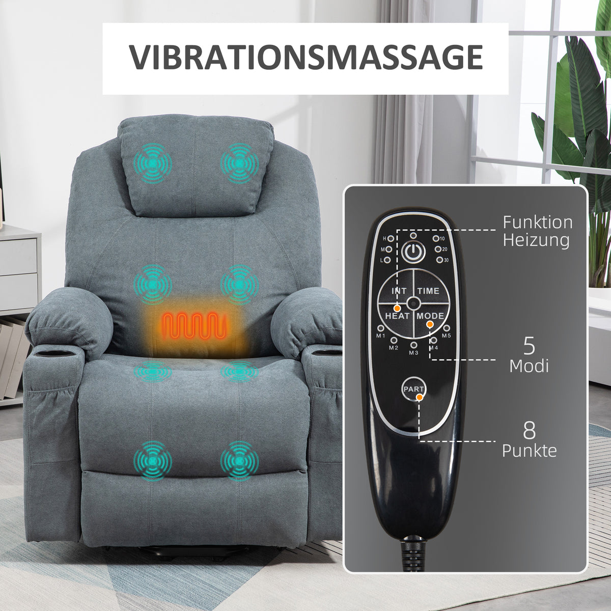 Elektrischer Aufstehsessel mit Massagefunktion