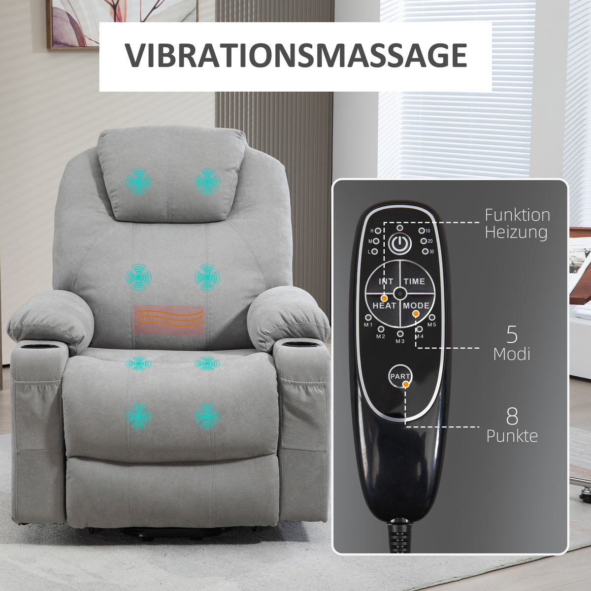 Elektrischer Aufstehsessel mit Massagefunktion