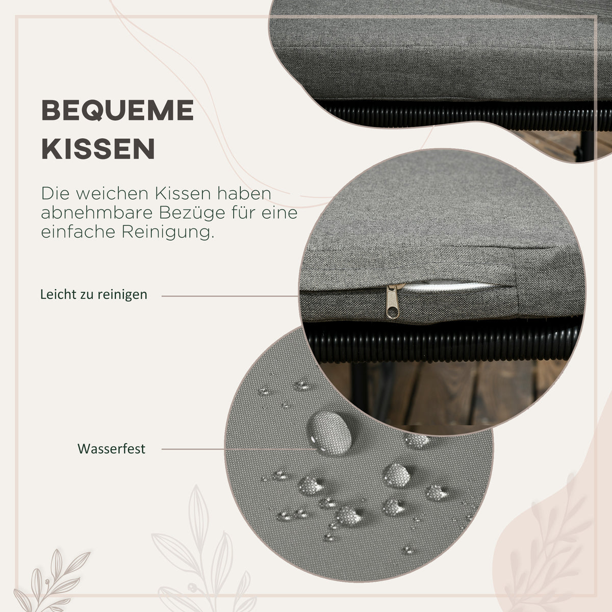 5-teiliges Polyrattan-Gartenmöbelset mit Sitzkissen