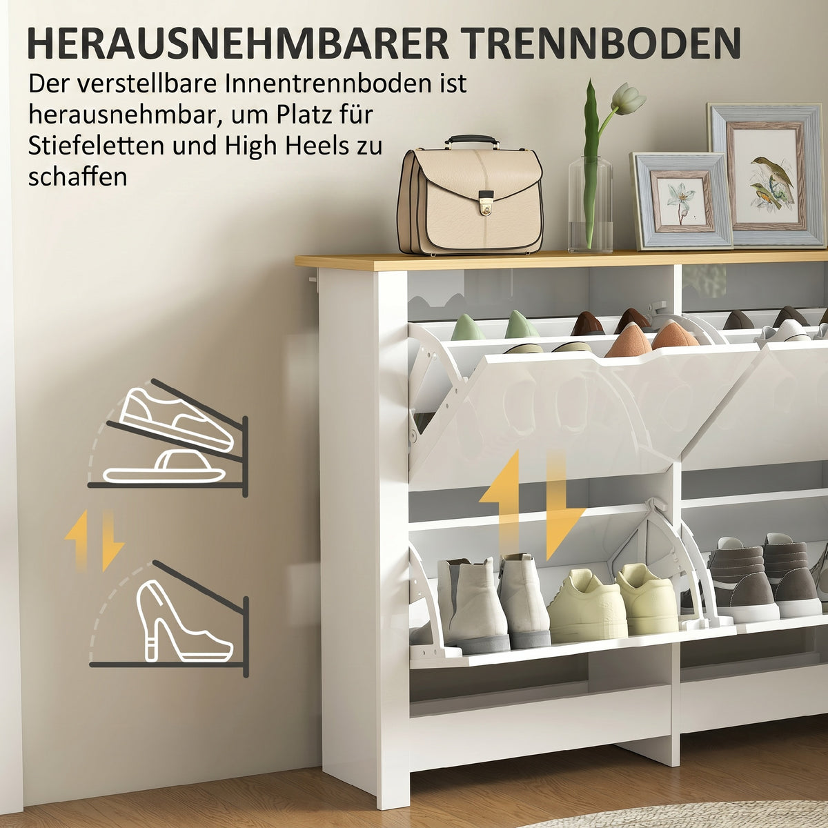 Schuhschrank mit 4 Klappfächern für 16 Paar
