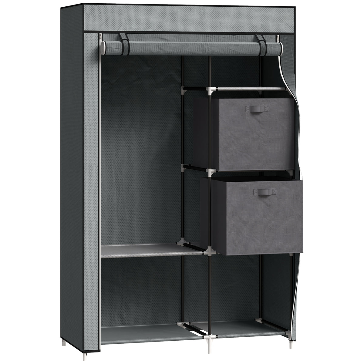 Stoffschrank mit Kleiderstange und Einlegeböden