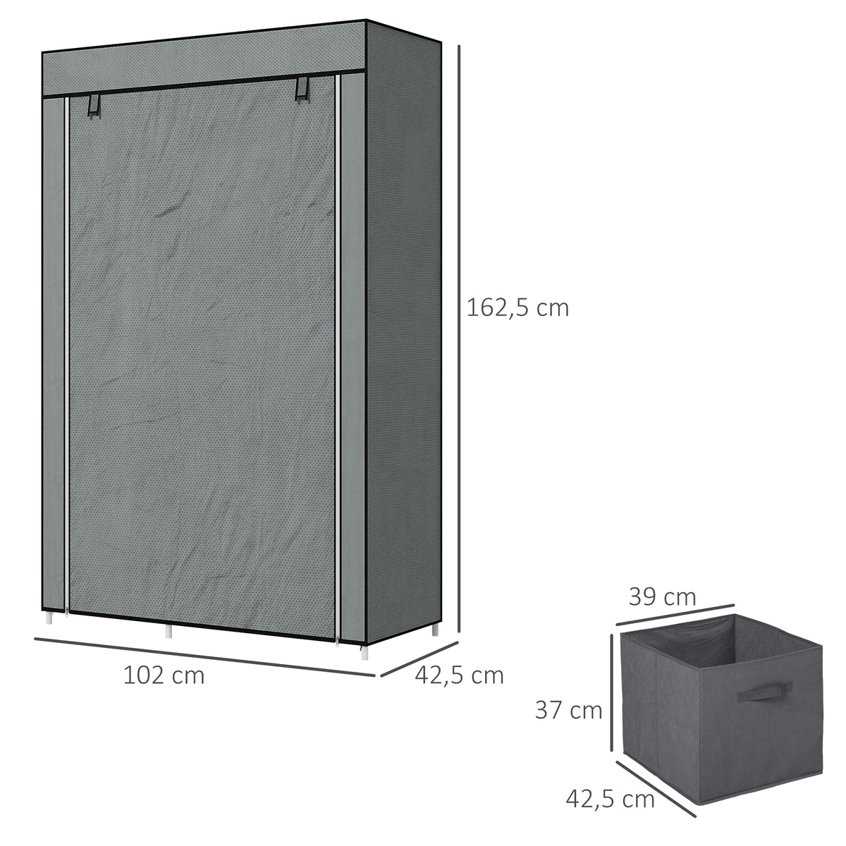 Stoffschrank mit Kleiderstange und Einlegeböden