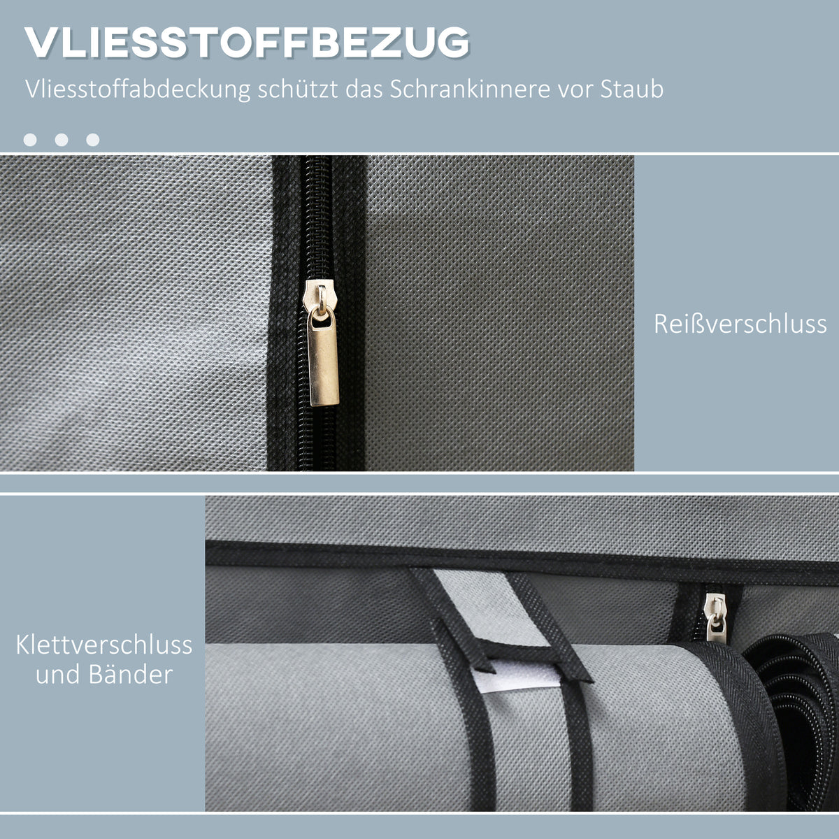 Stoffschrank mit Kleiderstange und Einlegeböden