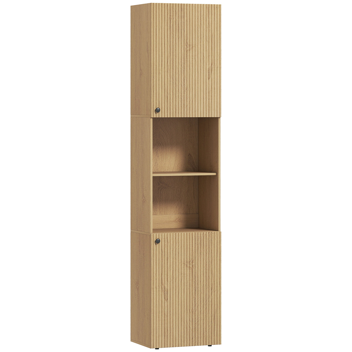 Schmaler Badezimmerschrank mit offenen Ablagen