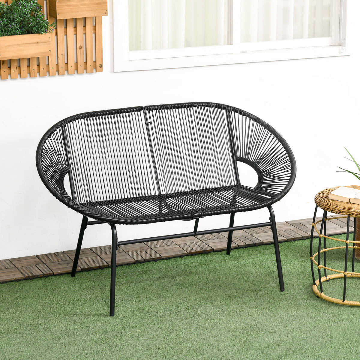 Gartenbank aus PE-Rattan für zwei Personen