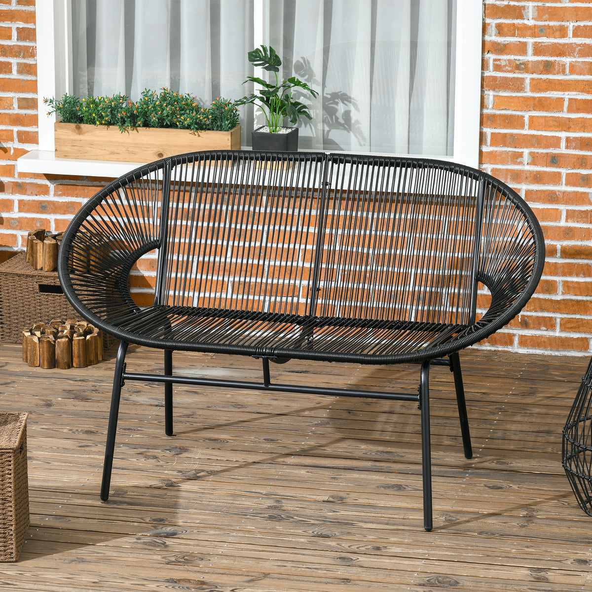 Gartenbank aus PE-Rattan für zwei Personen