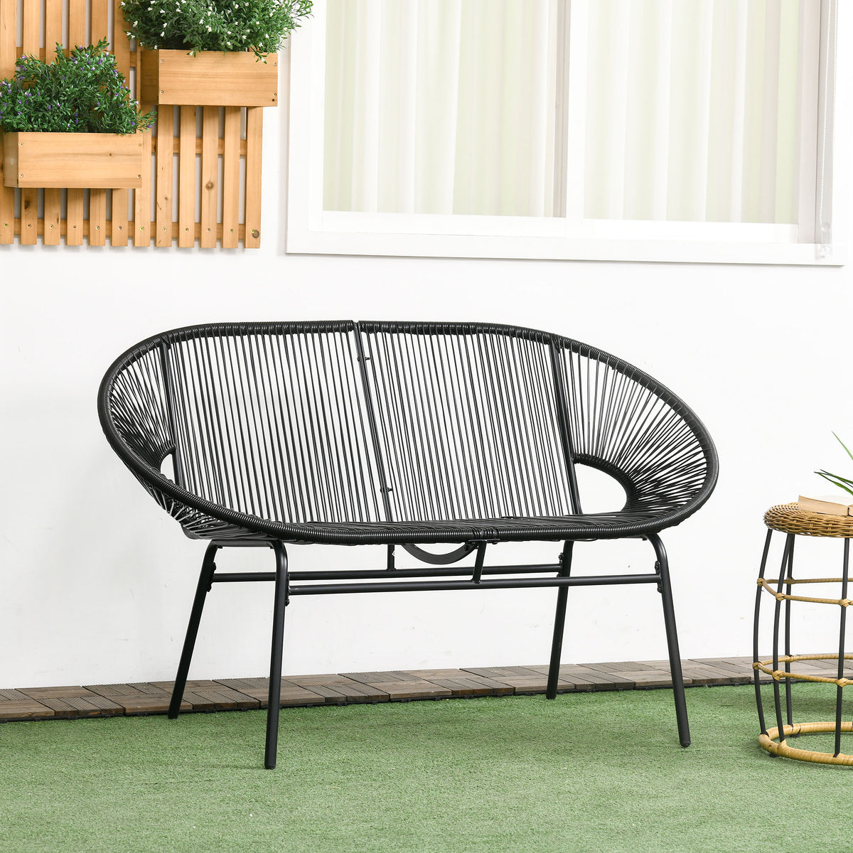 Gartenbank aus PE-Rattan für zwei Personen