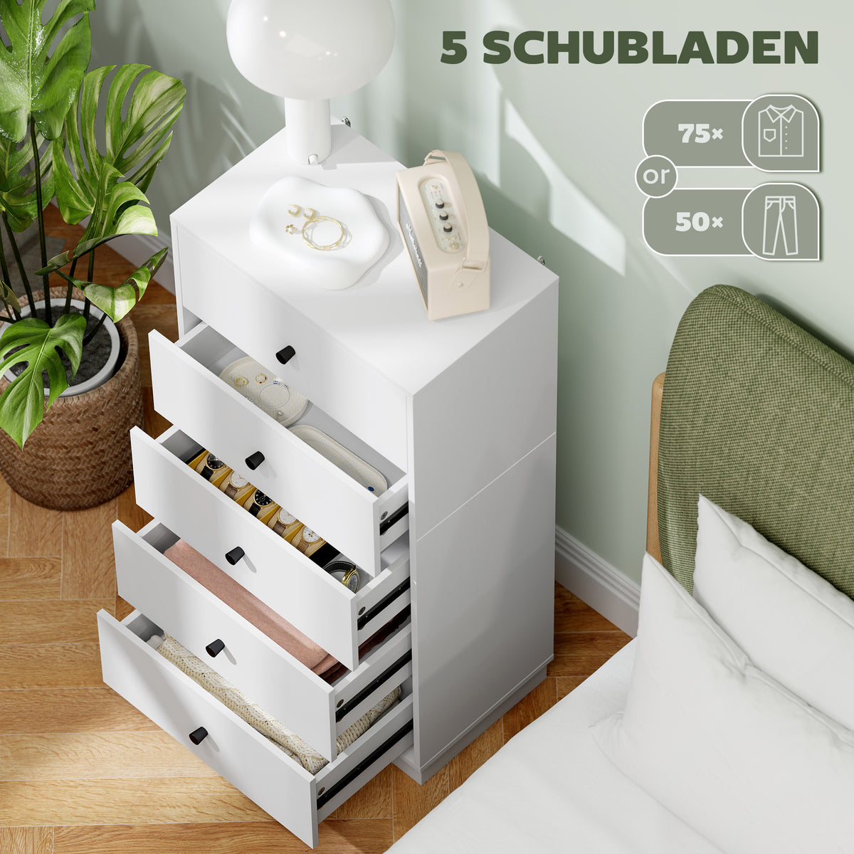 Kommode mit vier oder fünf Schubladen