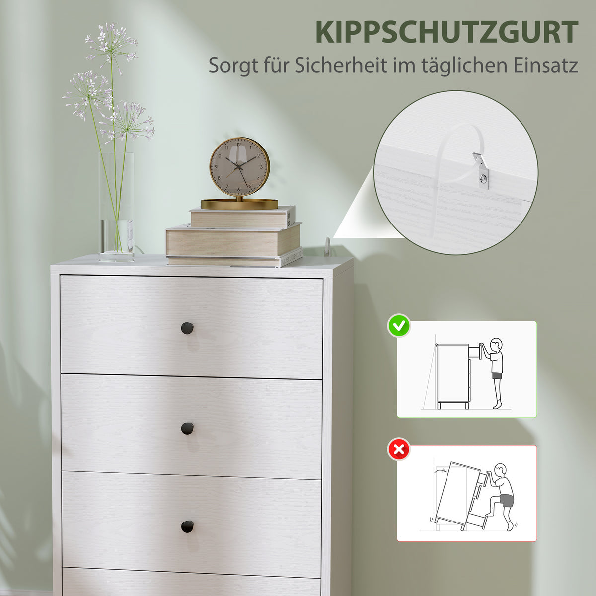 Kommode mit vier oder fünf Schubladen