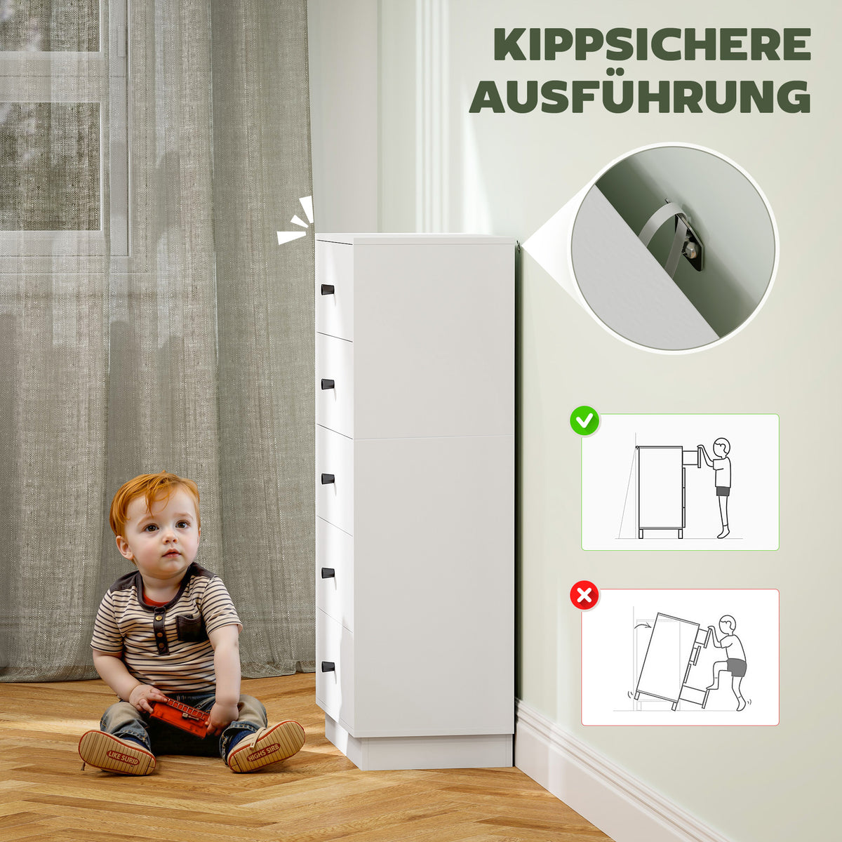 Kommode mit vier oder fünf Schubladen