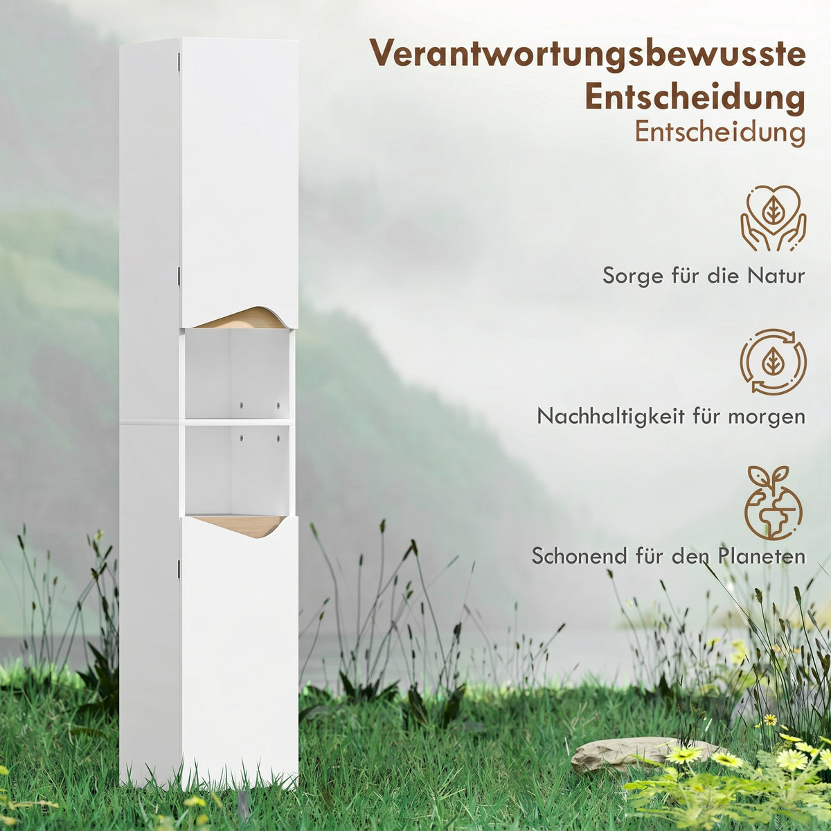 Schmaler Badezimmerschrank mit 2 Türen