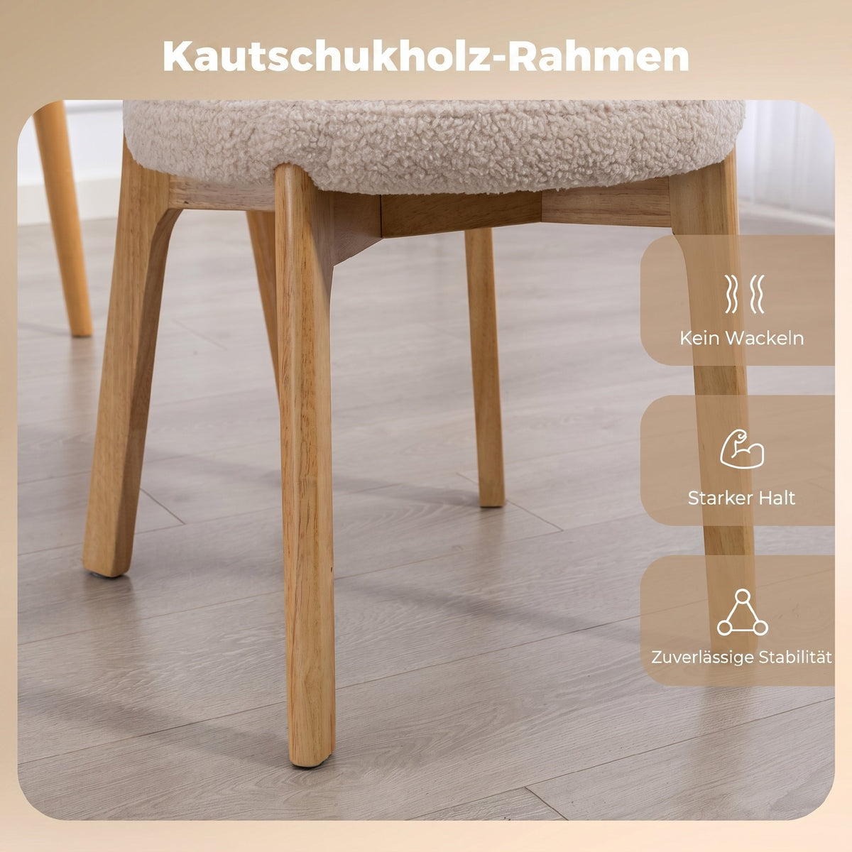 2er-Set Esszimmerstühle mit Bouclé-Bezug
