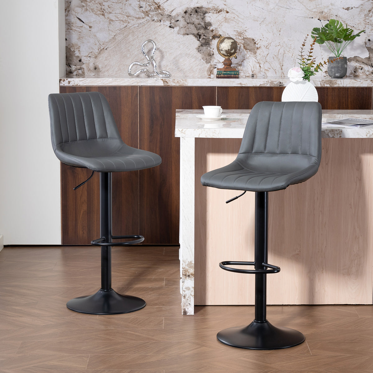 Barhocker im Retrodesign, 2er-Set, höhenverstellbar