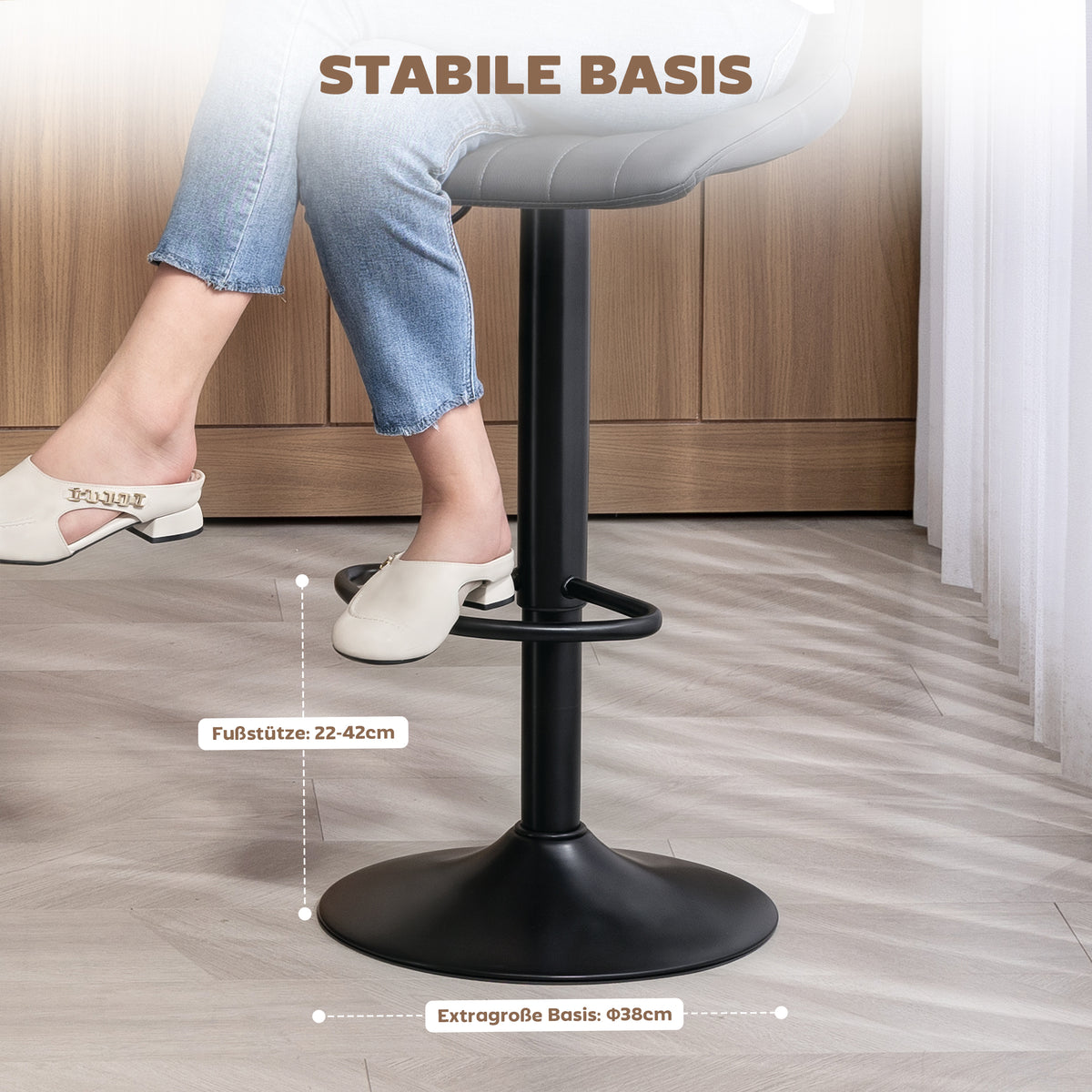 Barhocker im Retrodesign, 2er-Set, höhenverstellbar