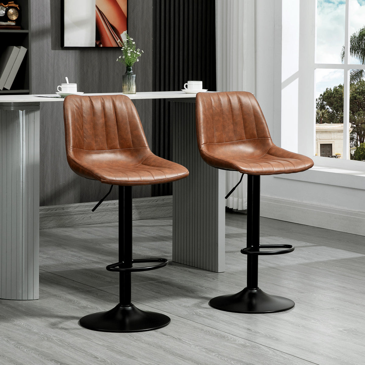 Barhocker im Retrodesign, 2er-Set, höhenverstellbar