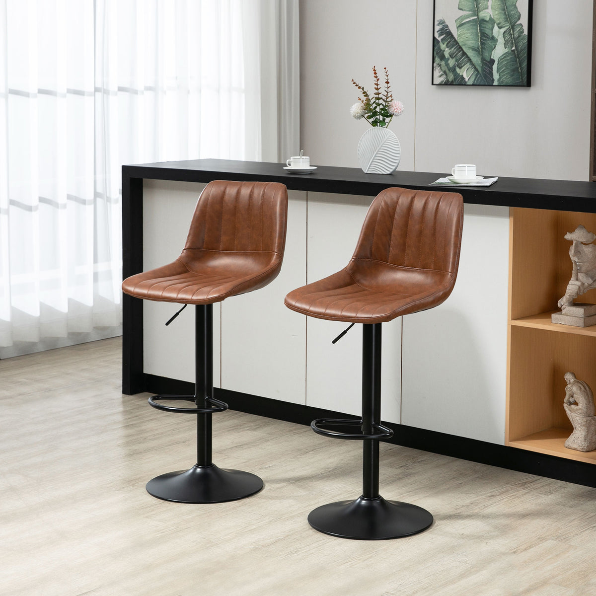 Barhocker im Retrodesign, 2er-Set, höhenverstellbar