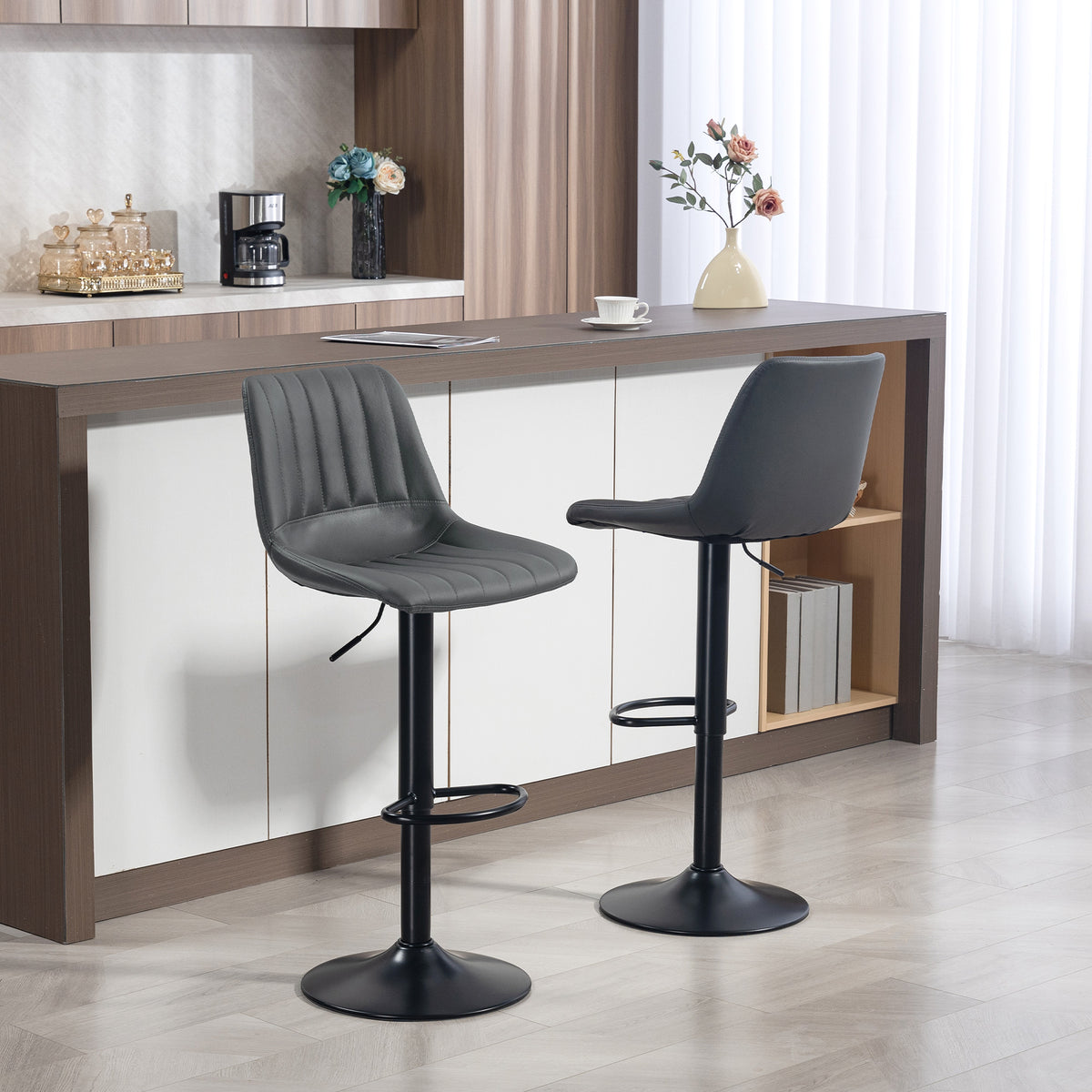 Barhocker im Retrodesign, 2er-Set, höhenverstellbar