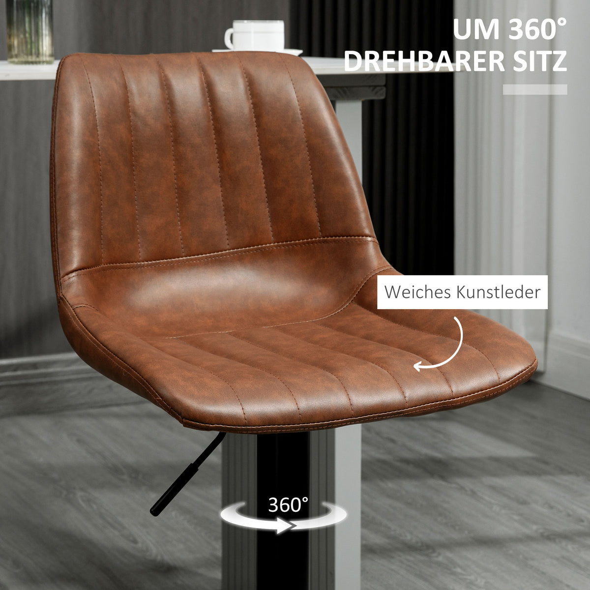 Barhocker im Retrodesign, 2er-Set, höhenverstellbar