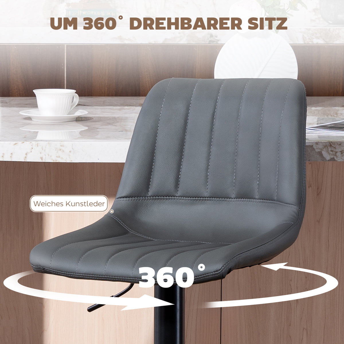 Barhocker im Retrodesign, 2er-Set, höhenverstellbar