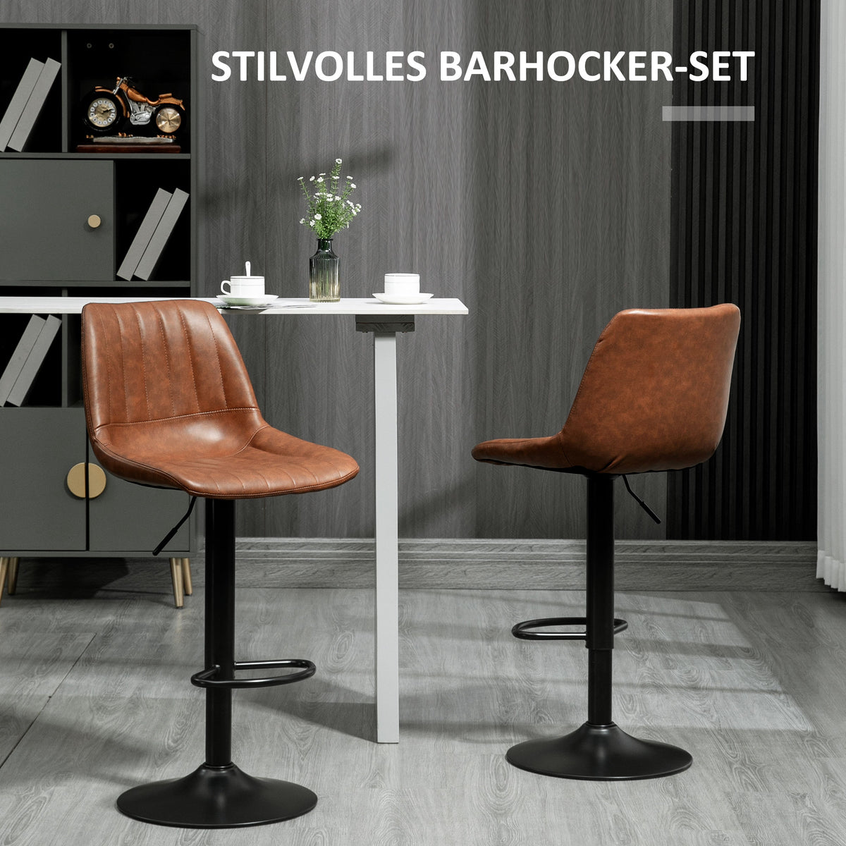 Barhocker im Retrodesign, 2er-Set, höhenverstellbar