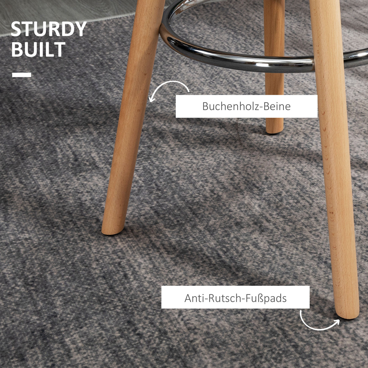 2er-Set Barhocker mit Rückenlehne und Fußstütze