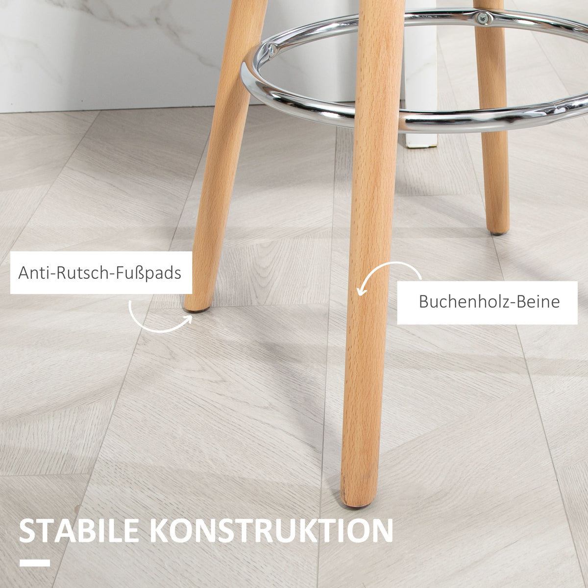 2er-Set Barhocker mit Rückenlehne und Fußstütze