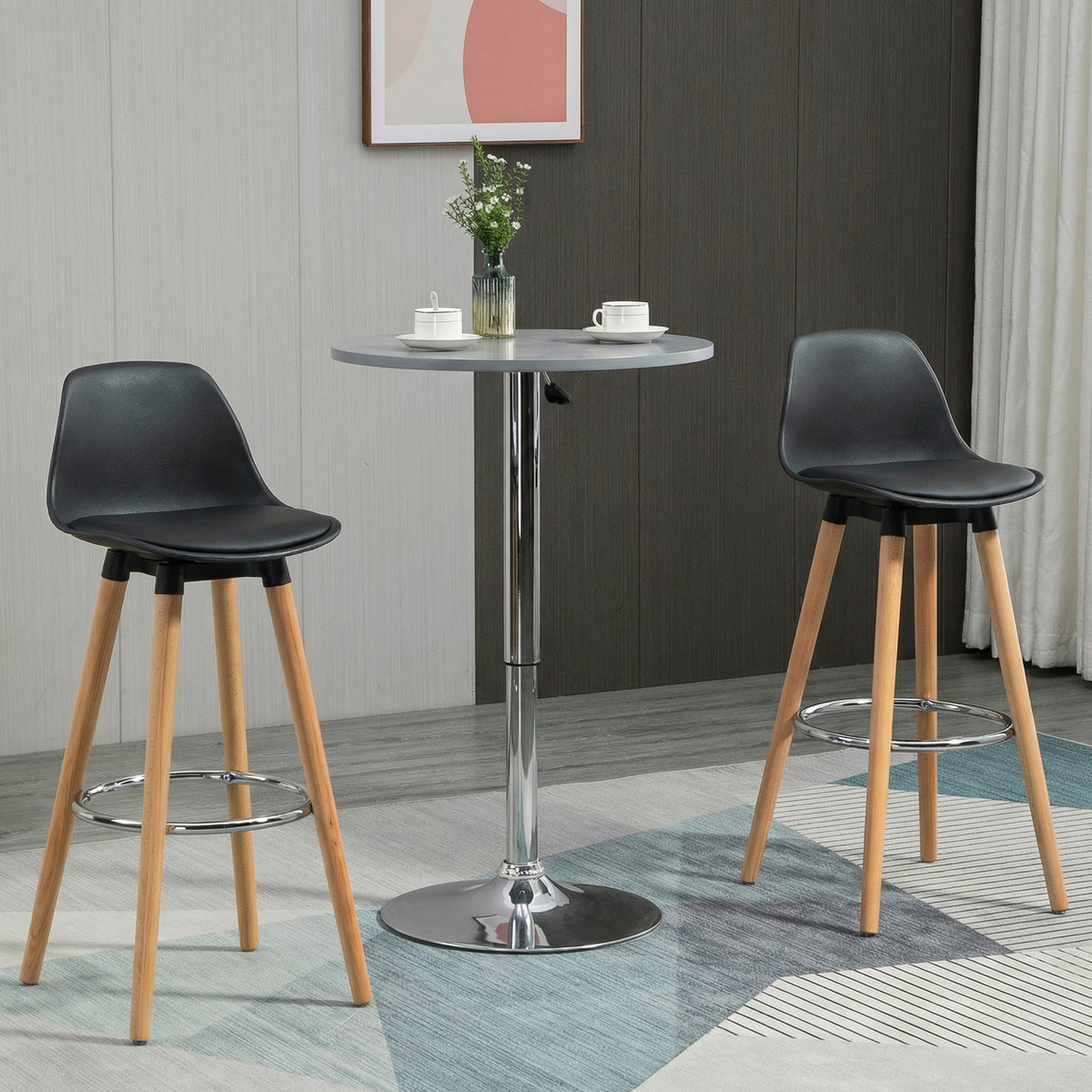 2er-Set Barhocker mit Rückenlehne und Fußstütze