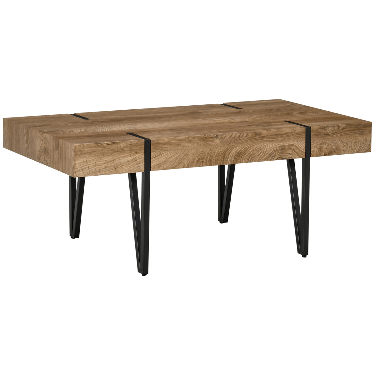 Couchtisch im Industriedesign mit Metallgestell