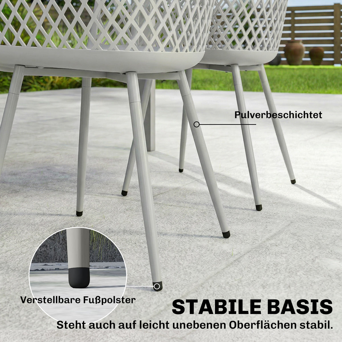 Gartenstuhl-Set mit Armlehnen, 4-teilig, Grau