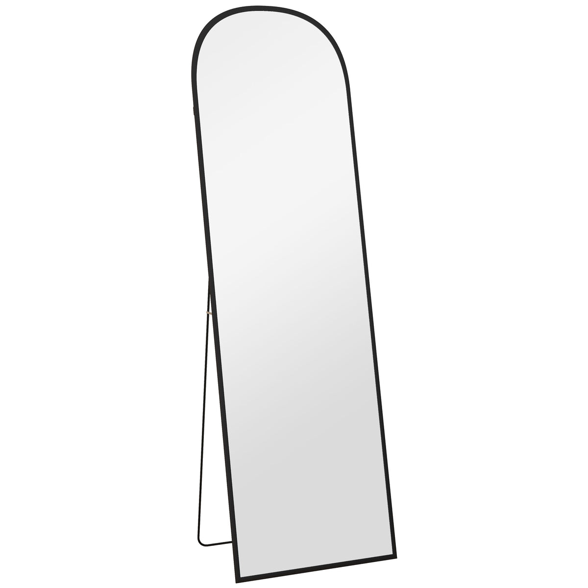 Bogenförmiger Standspiegel aus Hartglas