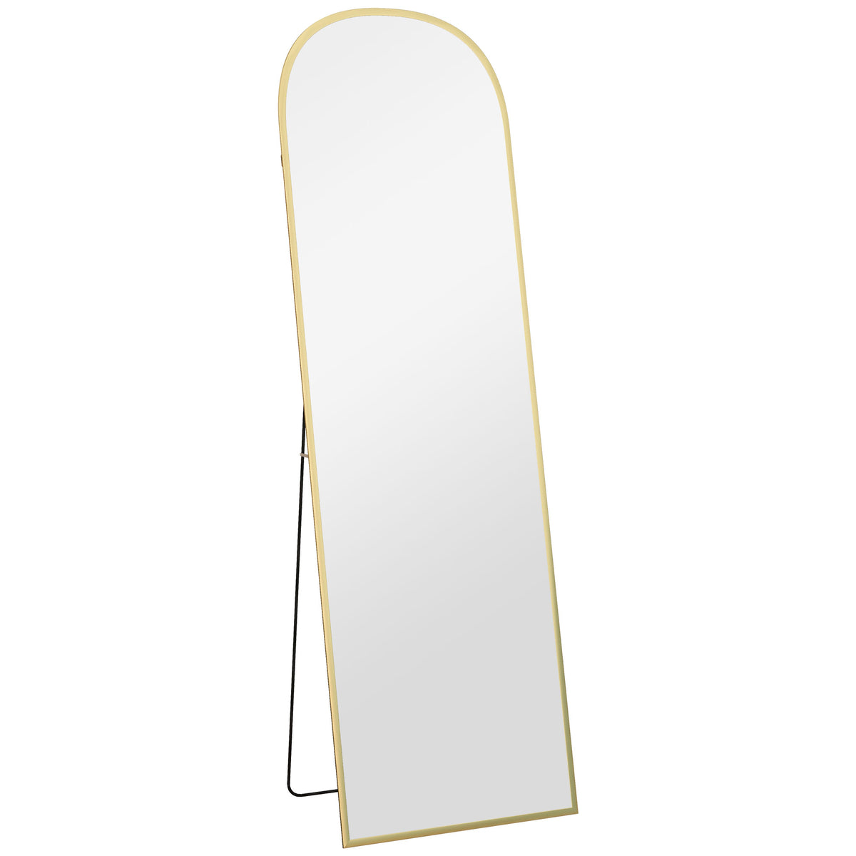 Bogenförmiger Standspiegel aus Hartglas