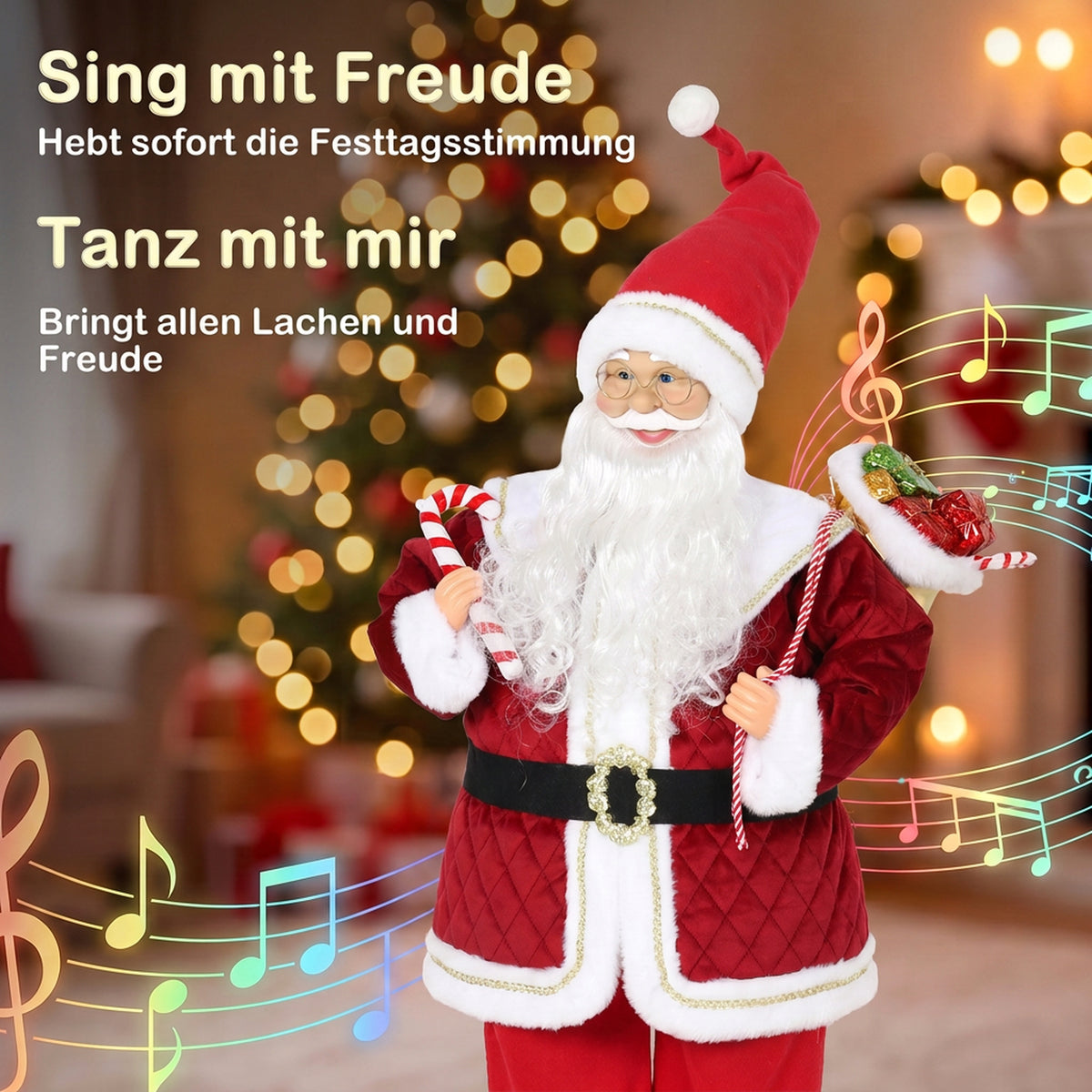Animierter singender Weihnachtsmann 120 cm