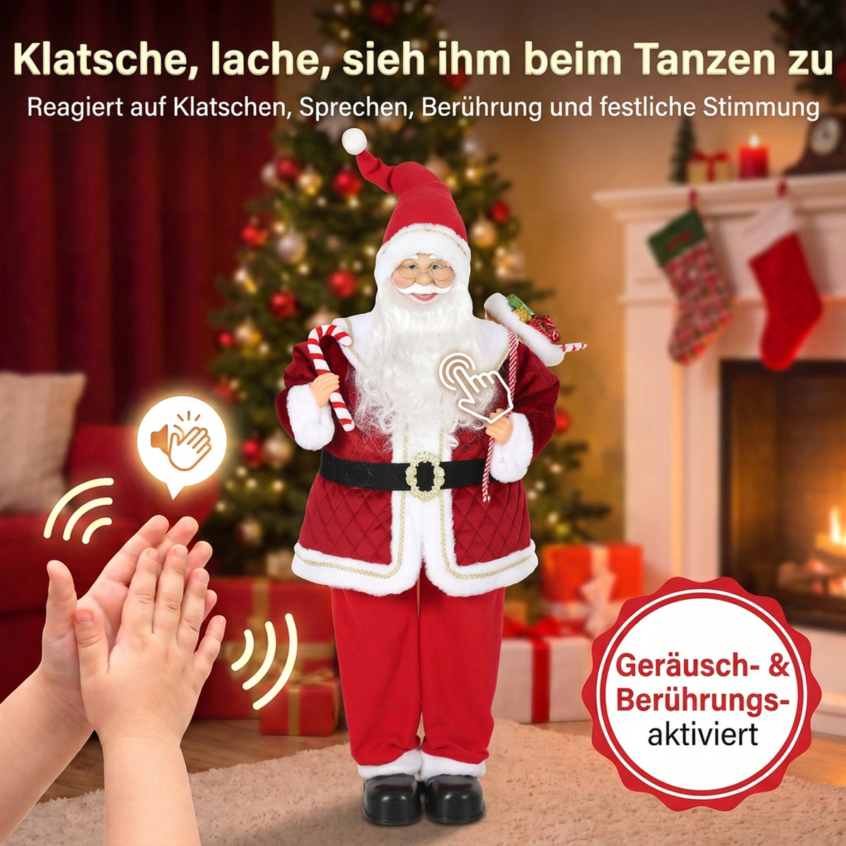 Animierter singender Weihnachtsmann 120 cm